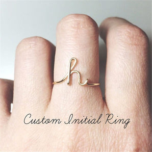 Unisex Gold Silver Color A-Z 26 Letters Initial Name Rings for Women Men Geometric Alloy Creative Finger Rings Jewelry Wholesale