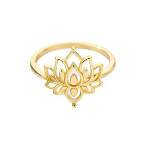 Women's Stainless Steel Rings Vintage Golden Lotus Rings Men's Moon Sun Opal Rings Wedding Couple Rings